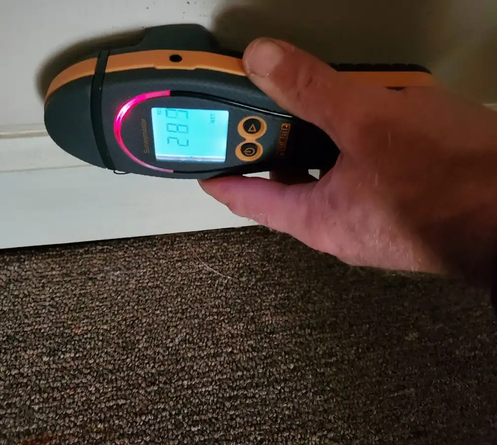 Moisture detection at baseboard during Sewage Cleanup & Sanitation in West Rockhill